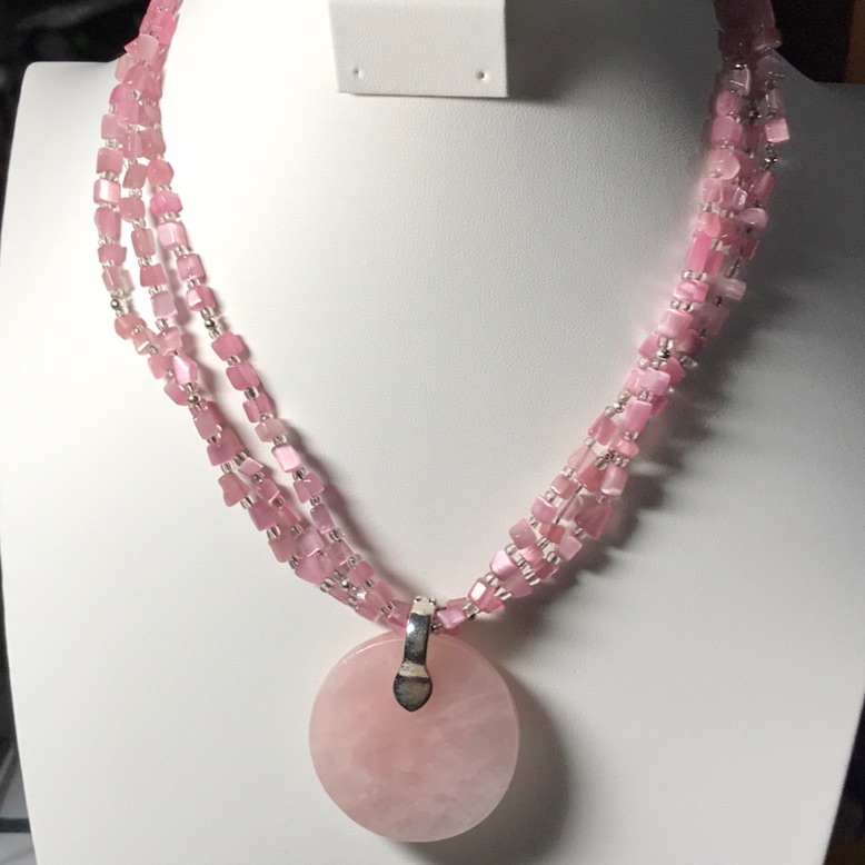 Premiere Designs Necklace With Pink Beaded Pendant